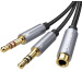 UGREEN Audio Cable 3.5mm Fem./2 Male 20899 aluminum Case, Black